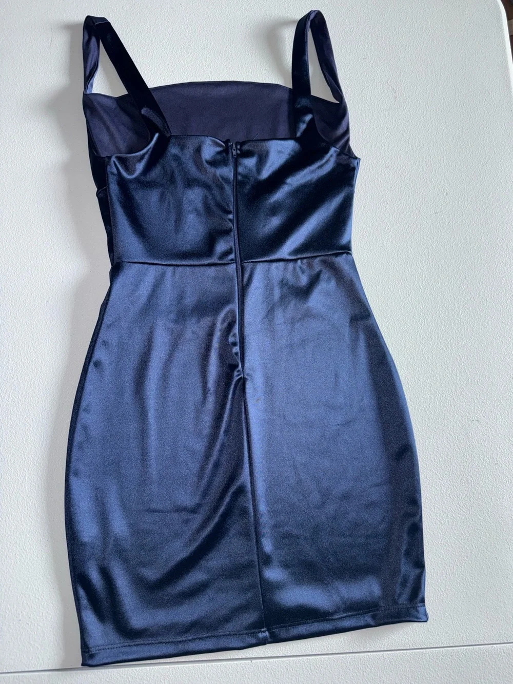 Windsor Navy Satin Corset Mini Dress Small navy mini date night beachy dress - Picture 4 of 11